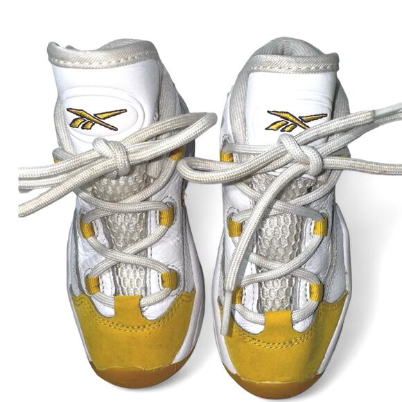 Reebok Question Mid Top Yellow Toe Leather Allen Iverson Toddler 9 - Picture 5 of 7